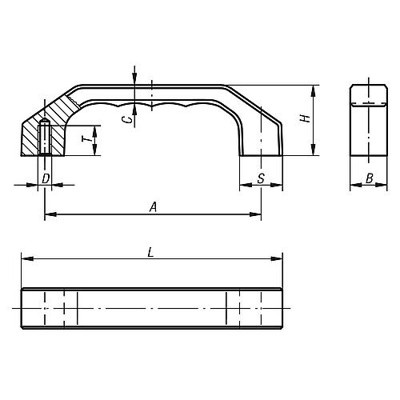 Produktbild von KIPP - BÜGELGRIFF, FORM:B, A=140, L=170, D=M08, ALUMINIUM SCHWARZ ELOXIERT