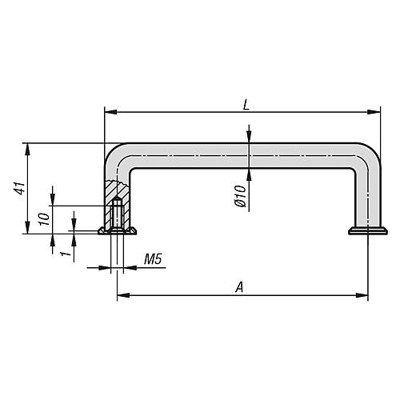 Produktbild von KIPP - BÜGELGRIFF RUND, A=250, L=260, D=M05, ALUMINIUM SCHWARZ MATT UND ELOXIER