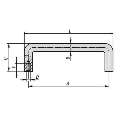 Produktbild von KIPP - BÜGELGRIFF RUND, A=300, L=312, D=M06, EDELSTAHL 1.4404 GLEITPOLIERT