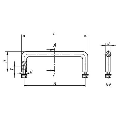 Produktbild von KIPP - BÜGELGRIFF, A=250, L=260, D=M05x10, H=40, EDELSTAHL 1.4404 HALBGLÄNZEND 