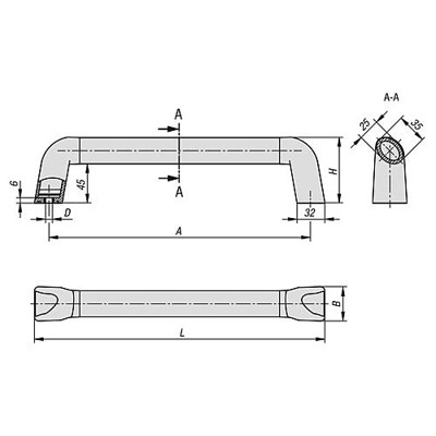 Produktbild von KIPP - ROHRGRIFF BIGHAND, A=200, L=233,4, D=8 ALUMINIUM NATUR ELOXIERT, KOMP:TH