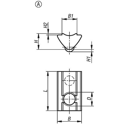 Produktbild von KIPP - NUTENSTEIN EINSCHWENKBAR D=M06 B=10,5, FORM:A STAHL, MIT STEG