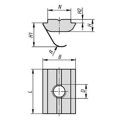 Produktbild von KIPP - NUTENSTEIN EINSCHWENKBAR D=M06 B=14 STAHL, MIT FEDERBAND