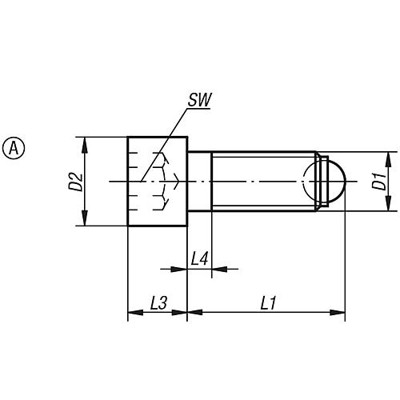 Produktbild von KIPP - KUGELDRUCKSCHRAUBE MIT KOPF, FORM:A MIT VOLLER KUGEL, M16, L=43,3, VERGÜ