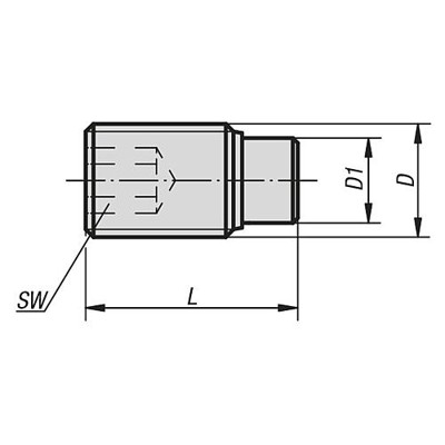 Produktbild von KIPP - DRUCKSCHRAUBE M06X26,3, SW=3, EDELSTAHL BLANK, KOMP:POM