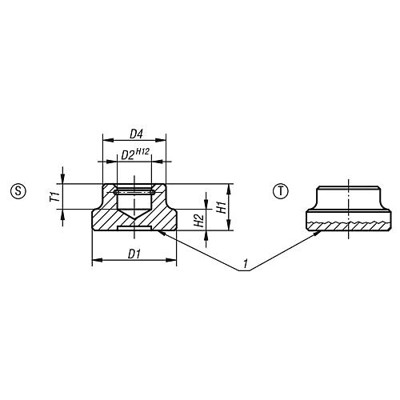 Produktbild von KIPP - Druckstück D1=20, Form S, Stahl, Komp Stahl