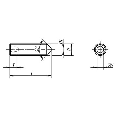 Produktbild von KIPP - GEWINDESTIFT M.INNENSECHSKANT + SPITZE DIN EN ISO4027 M10X10, EDELSTAHL 