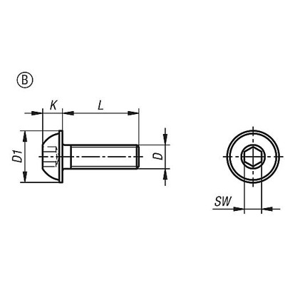 Produktbild von KIPP - SCHRAUBE HALBRUNDKOPF DIN EN ISO7380-2 FORM:B M. INNENSECHSKANT U. BUND 