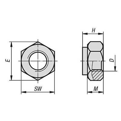 Produktbild von KIPP - SECHSKANTMUTTER MIT KLEMMSTÜCK ÄHNLICH DIN980, M05, SW=8, FORM:V, EDELST