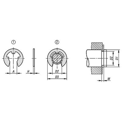 Produktbild von KIPP - SICHERUNGSSCHEIBE FÜR WELLEN DIN6799, D1=6-8, D2=5, EDELSTAHL 1.4122 BLA