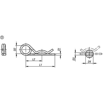 Produktbild von KIPP - FEDERSTECKER ÄHNLICH DIN11024, FORM:D MIT DOPPELTER WINDUNG, D1=7, D3=8,