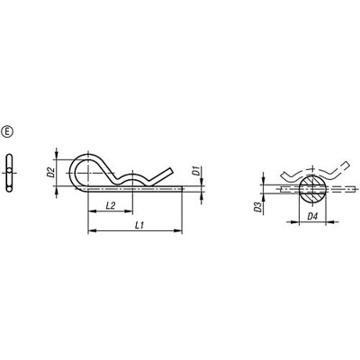 Produktbild von KIPP - FEDERSTECKER ÄHNLICH DIN11024, FORM:E MIT EINFACHER WINDUNG, D1=2, D3=2,