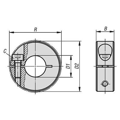 Produktbild von KIPP - KLEMMRING, FORM:A INNEN GESCHLITZT, D1=5, D2=16, B=9, EDELSTAHL A4 1.440