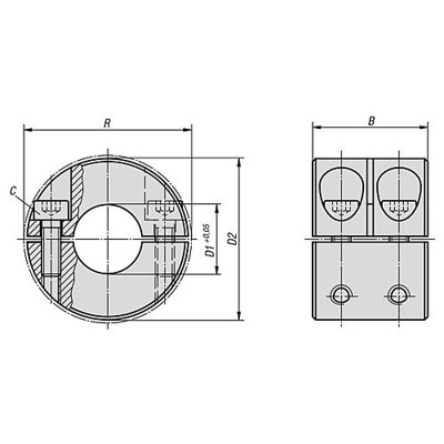 Produktbild von KIPP - KLEMMRING GETEILT, BREIT, D1=30, D2=54, B=33, EDELSTAHL 1.4305