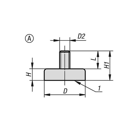 Produktbild von KIPP - MAGNET FLACHGREIFER M04X8, D=25 ±0,15, H1=15, FORM:A, HARTFERRIT, RUND, 