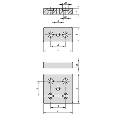 Produktbild von KIPP - FUßPLATTE, TYP I, M12 80X80X16, BN=8, ZINK SCHWARZ PULVERBESCHICHTET