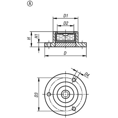 Produktbild von KIPP - DOSENLIBELLE MIT ANSCHRAUBFLANSCH D1=34 H=15, FORM:A MESSING, KOMP:POLYA