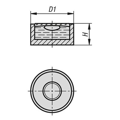 Produktbild von KIPP - DOSENLIBELLENKÖRPER D1=12 H=6 EDELSTAHL, SCHWARZ, KOMP:GLAS, E25' EMPFIN