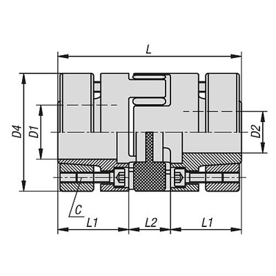 Produktbild von KIPP - ELASTOMER-KLAUENKUPPLUNG MIT KONUSNABE+SPANNRING GR.14, D1=10, D2=12, L=