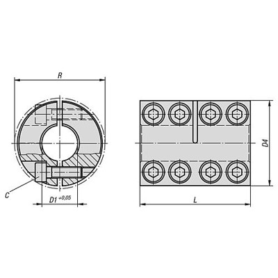Produktbild von KIPP - STARRE KUPPLUNG GETEILT L=124 EDELSTAHL, D4=85, D1=50