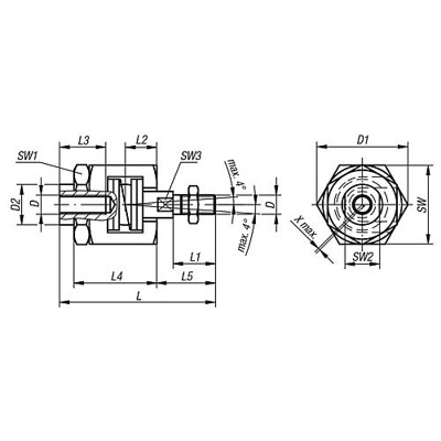 Produktbild von KIPP - SCHNELLSTECKKUPPLUNG M.WINKEL&RADIALVERSATZAUSG D=M12X1,25X26 VERGÜTUNGS