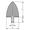 Produktbild von KIPP - GUMMIPUFFER PARABELFÖRMIG AUSSENGEWINDE M08X38, D=50, H=67, STAHL, KOMP: