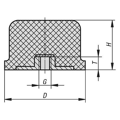 Produktbild von KIPP - GUMMIPUFFER BALLIG INNENGEWINDEM12, D=80, H=60 STAHL, KOMP:ELAST. NATURK