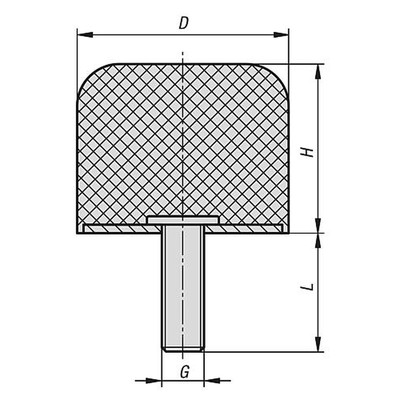 Produktbild von KIPP - GUMMIPUFFER BALLIG AUSSENGEWINDEM08, D=40, H=32 STAHL, KOMP:ELAST. NATUR