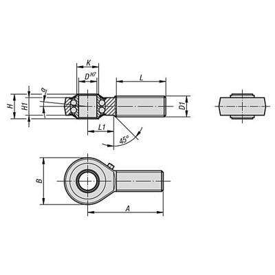 Produktbild von KIPP - GELENKKOPF DIN ISO 12240-4 MIT KUGELLAGERUNG M08X25 LINKSGEWINDE, D=8, S