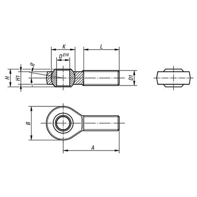 Produktbild von KIPP - GELENKKOPF ÄHNLICH DIN ISO 12240-4 MIT GLEITLAGERUNG M05X19 LINKSGEWINDE