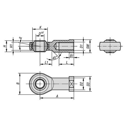 Produktbild von KIPP - GELENKKOPF DIN ISO 12240-4 MIT GLEITLAGERUNG, M20X1,5 RECHTSGEWINDE, D=2