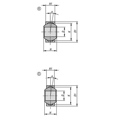 Produktbild von KIPP - GELENKLAGER MAßREIHE K, D=5H7 D1=13h7 EDELSTAHL 1.4571, KOMP:PTFE