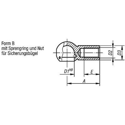 Produktbild von KIPP - KUGELPFANNE DIN71805 FÜR WINKELGELENKE M06, D1=10, FORM:B, STAHL VERZINK