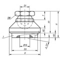 Produktbild von KIPP - GELENKTELLER SCHWINGUNGSDÄMPFEND D1=M16, D=50, H=40, STAHL