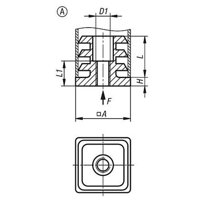 Produktbild von KIPP - GEWINDESTOPFEN, FORM:A, M10, A=50 POLYAMID SCHWARZ, FÜR QUADRATISCHE ROH
