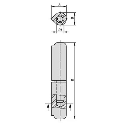 Produktbild von KIPP - SCHARNIER SCHWEIßBAR 20X100, D=16, EDELSTAHL SEIDENMATT POLIERT, KOMP:ED