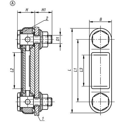 Produktbild von KIPP - ÖLSTANDSANZEIGER FORM:A OHNE THERMOMETER 107X31X24,5, L1=76, D1=M12, STA