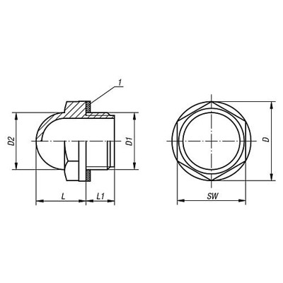 Produktbild von KIPP - ÖLSCHAUGLAS GEWÖLBT OHNE REFLEKTOR, D1=G1/2, D=28, THERMOPLAST