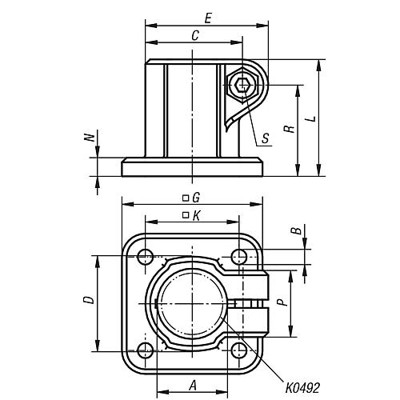Produktbild von KIPP - ROHRVERBINDER MIT FUß, FÜR RUNDROHRE, G=45, L=32, A=18, THERMOPLAST, KOM