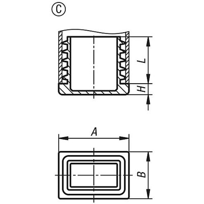 Produktbild von KIPP - VERSCHLUSSSTOPFEN FÜR RECHTECKIGE ROHRE A=30, FORM:C, POLYETHYLEN SCHWAR