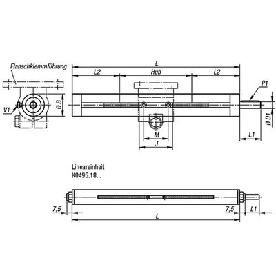 Produktbild von KIPP - LINEAREINHEIT MIT KUGELLAGERUNG B=30, L=300, EDELSTAHL 1.4301, KOMP:STAH