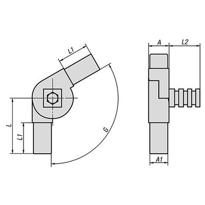 Produktbild von KIPP - STECKVERBINDER GELENK MIT ABGANG, A=25, L=68, POLYAMID, KOMP:STAHL