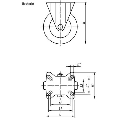 Produktbild von KIPP - BOCKROLLE OHNE FESTSTELLSYSTEM THERMOPLAST, ELEKTRISCH LEITFÄHIG, KOMP:S