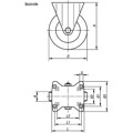 Produktbild von KIPP - BOCKROLLE OHNE FESTSTELLSYSTEM, D=150, B=40, GUMMI, MIT WEICHGUMMIREIFEN