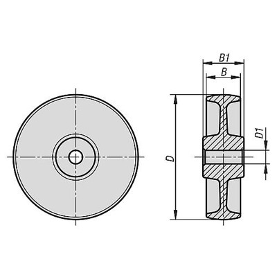 Produktbild von KIPP - POLYAMIDRAD OHNE FESTSTELLSYSTEM POLYAMID, OHNE GEHÄUSE, D=100, B=37