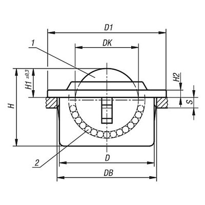 Produktbild von KIPP - KUGELROLLE MIT BEFESTIGUNGSELEMENT, FORM:C STAHL, KOMP:EDELSTAHL