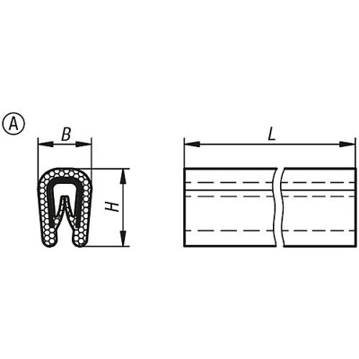 Produktbild von KIPP - KANTENSCHUTZPROFIL OHNE DICHTUNG 10000X6,5X10, FORM:A, PVC SCHWARZ L=10 