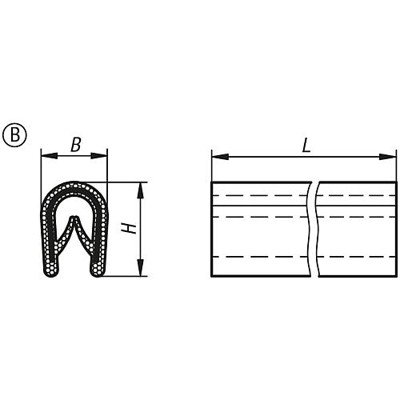 Produktbild von KIPP - KANTENSCHUTZPROFIL OHNE DICHTUNG 10000X10X14,5, FORM:B, PVC SCHWARZ L=10