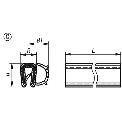 Produktbild von KIPP - KANTENSCHUTZ-DICHTPROFIL 2000X8X11, FORM:C, EPDM SCHWARZ, KOMP:EPDM
