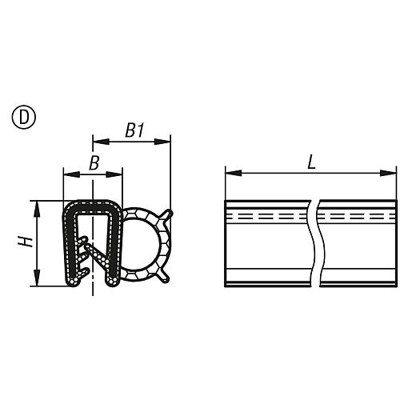 Produktbild von KIPP - KANTENSCHUTZ-DICHTPROFIL 5000X9X13, FORM:D, EPDM SCHWARZ, KOMP:EPDM
